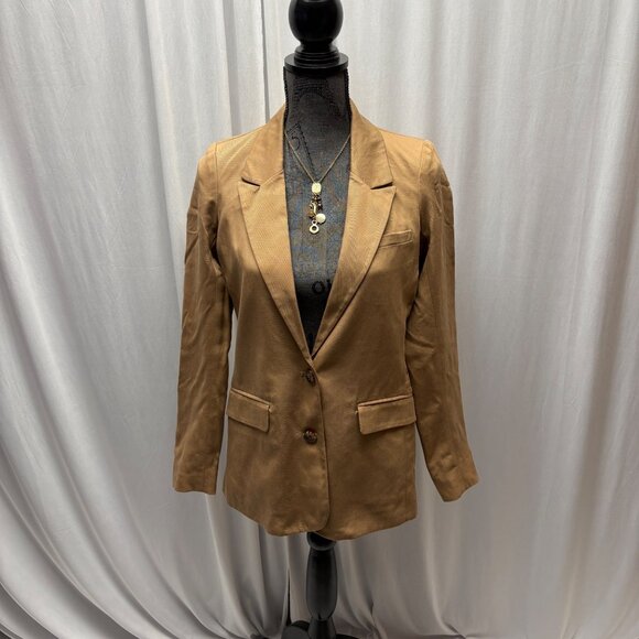 Abercrombie and Fitch Womens Blazer Size XS Tan Notch Collar Two Button NEW - Picture 1 of 8